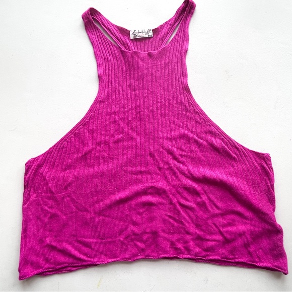 Free People Switch It Up Camisole Sweater Tank Top Hot Pink / Magenta Large - Picture 5 of 7